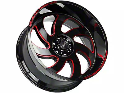 Off-Road Monster M07 Gloss Black Candy Red Milled 6-Lug Wheel; 20x10; -19mm Offset (19-24 RAM 1500)