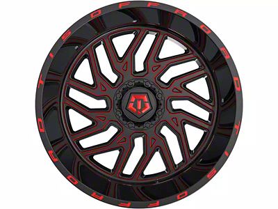 TIS 544BMR Gloss Black with Red Tint Accent 6-Lug Wheel; 20x12; -44mm Offset (2024 Ranger)