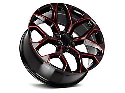 Strada OE Replica Snowflake Gloss Black Candy Red Milled 6-Lug Wheel; 22x9; 31mm Offset (15-20 Yukon)