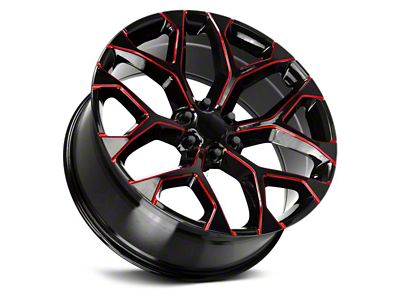 Strada OE Replica Snowflake Gloss Black Candy Red Milled 6-Lug Wheel; 24x10; 31mm Offset (15-20 Yukon)