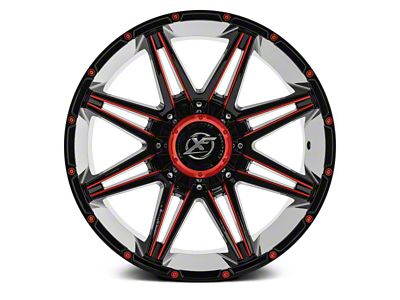 XF Offroad XF-220 Gloss Black Red Milled and Red Milled Dots 6-Lug Wheel; 18x9; 0mm Offset (19-24 RAM 1500)