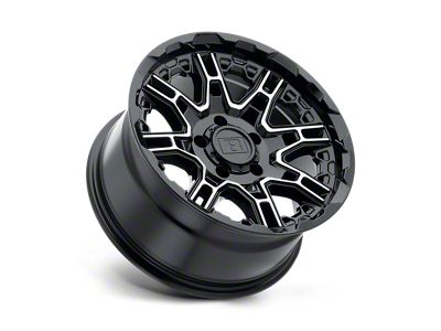 Level 8 Wheels Slingshot Gloss Black with Machined Face 5-Lug Wheel; 17x8.5; -10mm Offset (87-90 Dakota)