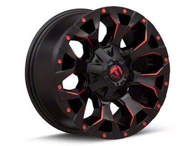 Fuel Wheels Assault Matte Black Red Milled 5-Lug Wheel; 18x9; -12mm Offset (87-90 Dakota)