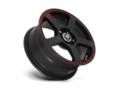 Motegi FS5 Matte Black with Red Racing Stripe 5-Lug Wheel; 15x6.5; 40mm Offset (87-90 Dakota)