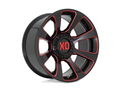 XD Reactor Gloss Black Milled with Red Tint 5-Lug Wheel; 20x9; 18mm Offset (02-08 RAM 1500, Excluding Mega Cab)