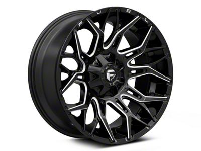 Fuel Wheels Twitch Glossy Black Milled 5-Lug Wheel; 22x12; -44mm Offset (05-11 Dakota)