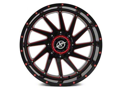 XF Offroad XF-216 Gloss Black Red Milled 5-Lug Wheel; 20x10; -24mm Offset (05-11 Dakota)