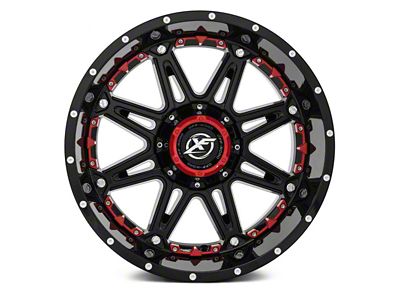 XF Offroad XF-217 Gloss Black with Red Inserts 5-Lug Wheel; 20x9; 12mm Offset (05-11 Dakota)