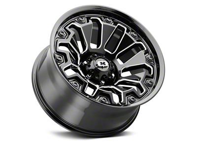 Vision Off-Road Armor Gloss Black Milled with Black Bolt Inserts 5-Lug Wheel; 18x9; 12mm Offset (05-11 Dakota)