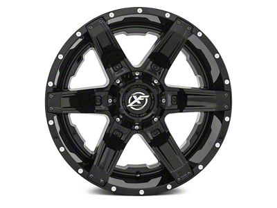 XF Offroad XF-214 Gloss Black with Gloss Black Inserts 5-Lug Wheel; 20x10; -12mm Offset (05-11 Dakota)