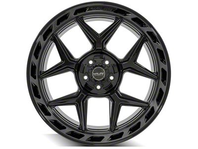 4Play 4P55 Gloss Black with Brushed Face 5-Lug Wheel; 22x10; -18mm Offset (05-11 Dakota)