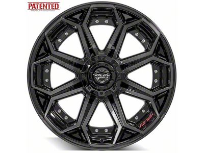 4Play 4P80R Gloss Black with Brushed Face 5-Lug Wheel; 22x10; -24mm Offset (05-11 Dakota)