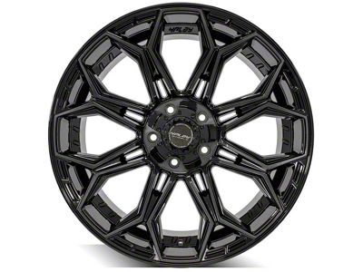 4Play 4P83 Gloss Black with Brushed Face 5-Lug Wheel; 22x10; -18mm Offset (09-18 RAM 1500)