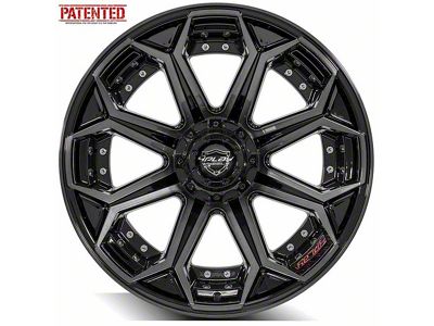 4Play 4P83 Gloss Black with Brushed Face 5-Lug Wheel; 22x12; -44mm Offset (05-11 Dakota)