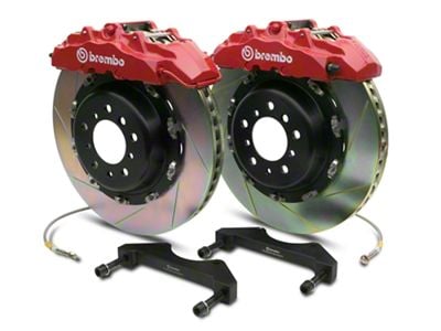 Brembo GT Series 8-Piston Front Big Brake Kit with 2-Piece Slotted Rotors; Red Calipers (00-06 Silverado 1500)