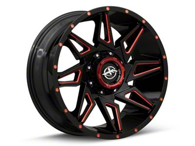 XF Offroad XF-218 Gloss Black Red Milled 6-Lug Wheel; 20x10; -24mm Offset (21-24 Yukon)