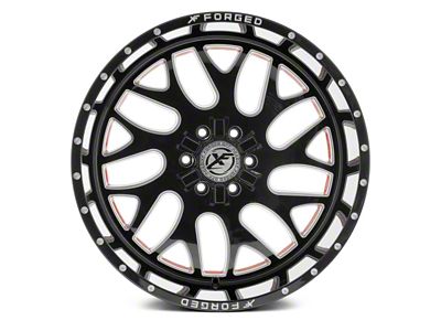 XFX Flow XFX-301 Gloss Black Milled with Red Inner 8-Lug Wheel; 24x12; -44mm Offset (20-24 Sierra 2500 HD)