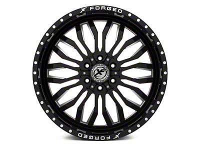 XFX Flow XFX-305 Gloss Black Milled with Red Inner 8-Lug Wheel; 24x12; -44mm Offset (15-19 Sierra 2500 HD)