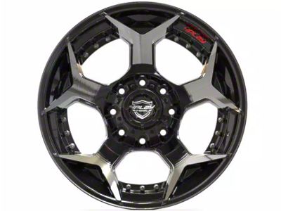 4Play 4P50 Gloss Black with Brushed Face 8-Lug Wheel; 20x10; -24mm Offset (15-19 Sierra 3500 HD SRW)