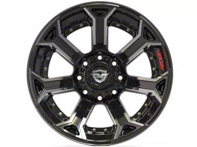 4Play 4P70 Gloss Black with Brushed Face 8-Lug Wheel; 22x10; -24mm Offset (20-24 Sierra 3500 HD SRW)
