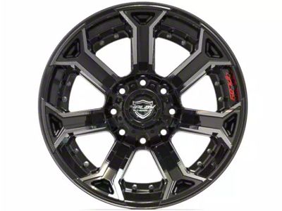 4Play 4P70 Gloss Black with Brushed Face 8-Lug Wheel; 22x10; -24mm Offset (20-24 Sierra 2500 HD)