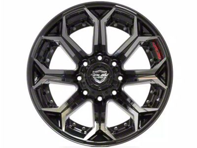 4Play 4P80R Gloss Black with Brushed Face 8-Lug Wheel; 22x12; -44mm Offset (15-19 Silverado 3500 HD SRW)