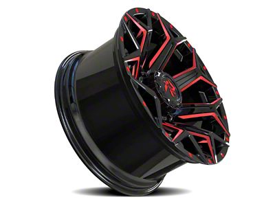 Revenge Off-Road Wheels RV-202 Black and Red Milled 8-Lug Wheel; 20x10; -19mm Offset (20-24 Sierra 3500 HD SRW)