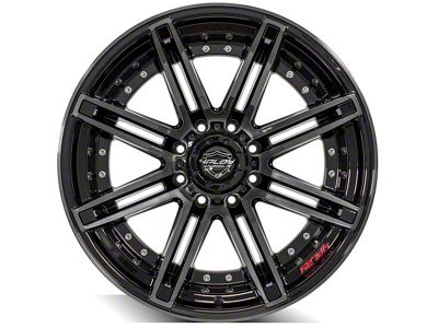 4Play 4P08 Gloss Black with Brushed Face 8-Lug Wheel; 22x12; -44mm Offset (07-10 Silverado 2500 HD)