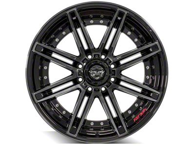 4Play 4P08 Gloss Black with Brushed Face 8-Lug Wheel; 22x12; -44mm Offset (07-10 Sierra 3500 HD SRW)