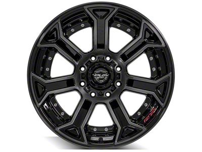 4Play 4P70 Gloss Black with Brushed Face 8-Lug Wheel; 22x12; -44mm Offset (07-10 Sierra 3500 HD SRW)