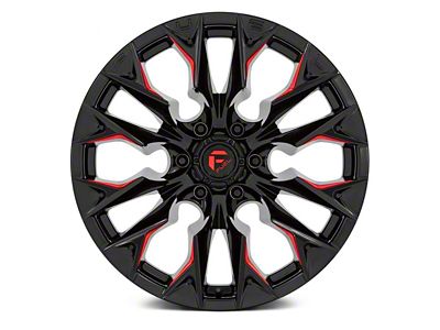 Fuel Wheels Flame Gloss Black Milled with Candy Red 8-Lug Wheel; 20x10; -18mm Offset (11-14 Sierra 3500 HD SRW)