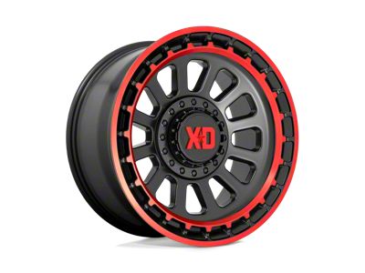 XD Omega Satin Black Machined Lip with Red Tint 8-Lug Wheel; 20x10; -18mm Offset (07-10 Sierra 2500 HD)