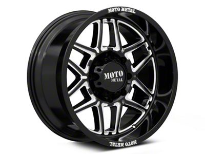 Moto Metal Folsom Gloss Black Milled 8-Lug Wheel; 20x10; -18mm Offset (20-24 Sierra 2500 HD)