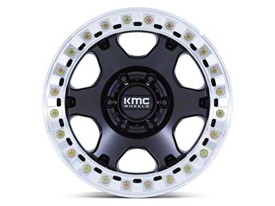 KMC VI Beadlock Satin Black with Machined Ring 8-Lug Wheel; 17x9; -38mm Offset (07-10 Sierra 2500 HD)