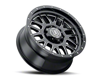 ICON Alloys Alpha Gloss Black Milled 8-Lug Wheel; 20x9; 19mm Offset (07-10 Sierra 3500 HD SRW)