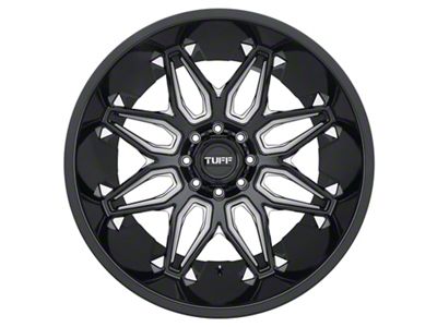 Tuff A.T. T3B Gloss Black Milled 8-Lug Wheel; 20x12; -45mm Offset (15-19 Sierra 2500 HD)