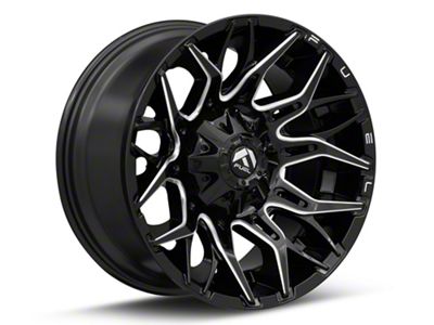Fuel Wheels Twitch Glossy Black Milled 8-Lug Wheel; 20x9; 1mm Offset (20-24 Silverado 2500 HD)