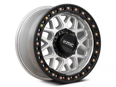 KMC GRS Machined with Satin Black Lip 8-Lug Wheel; 17x8.5; 0mm Offset (11-14 Silverado 2500 HD)