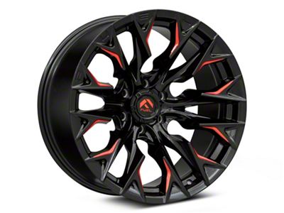 Fuel Wheels Flame Gloss Black Milled with Red Accents 6-Lug Wheel; 20x10; -18mm Offset (19-24 RAM 1500)