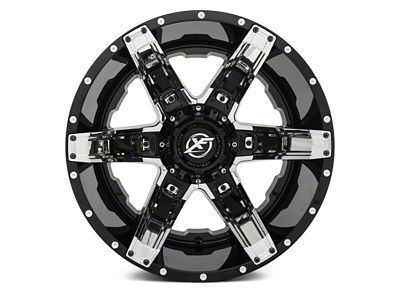 XF Offroad XF-214 Gloss Black with Chrome Inserts 5-Lug Wheel; 20x12; -44mm Offset (09-18 RAM 1500)