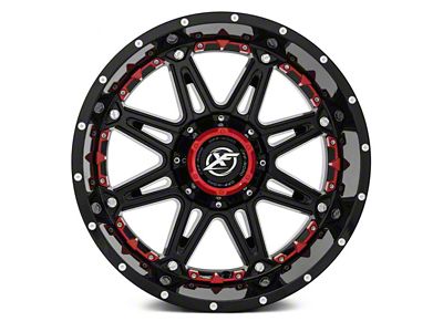 XF Offroad XF-217 Gloss Black with Red Inserts 5-Lug Wheel; 20x10; -12mm Offset (09-18 RAM 1500)