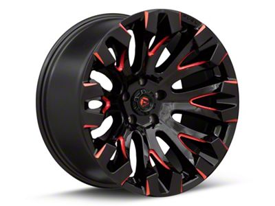 Fuel Wheels Quake Gloss Black Milled with Red Tint 5-Lug Wheel; 20x10; -18mm Offset (09-18 RAM 1500)