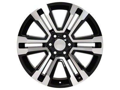 Denali Style Black Machined 6-Lug Wheel; 22x9; 24mm Offset (14-18 Silverado 1500)