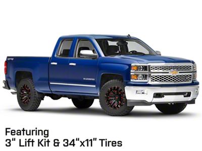 Fuel Wheels Quake Gloss Black Milled with Red Accents 6-Lug Wheel; 20x10; -18mm Offset (14-18 Silverado 1500)