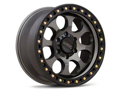 KMC Riot SBL Anthracite with Satin Black Lip 6-Lug Wheel; 17x8.5; 10mm Offset (14-18 Silverado 1500)