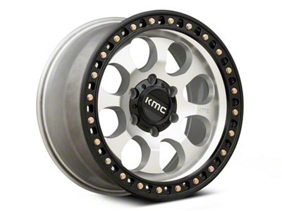 KMC Riot SBL Machined with Satin Black Lip 6-Lug Wheel; 17x8.5; 10mm Offset (99-06 Silverado 1500)