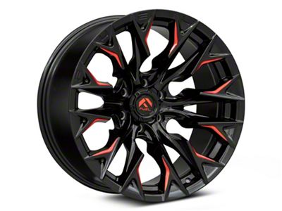 Fuel Wheels Flame Gloss Black Milled with Red Accents 6-Lug Wheel; 20x10; -18mm Offset (14-18 Sierra 1500)