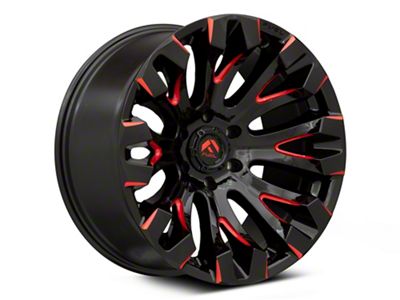 Fuel Wheels Quake Gloss Black Milled with Red Tint 6-Lug Wheel; 20x9; 1mm Offset (19-24 Sierra 1500)