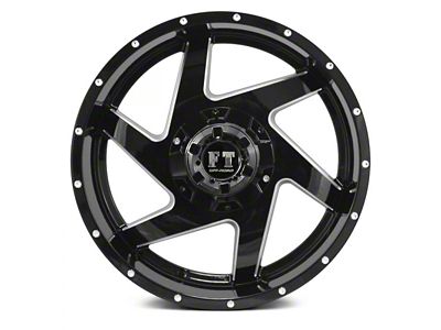 Full Throttle Off Road FT6052 Gloss Black Milled 8-Lug Wheel; 18x9; -12mm Offset (17-22 F-350 Super Duty SRW)