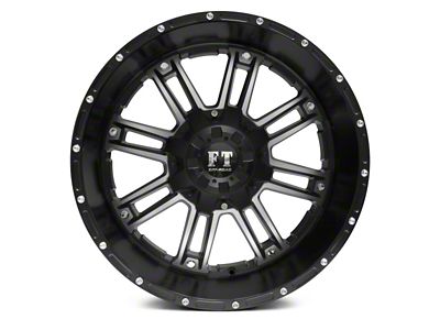 Full Throttle Off Road FT8033 Satin Black with Polished Machined Spokes 8-Lug Wheel; 20x10; -24mm Offset (17-22 F-350 Super Duty SRW)